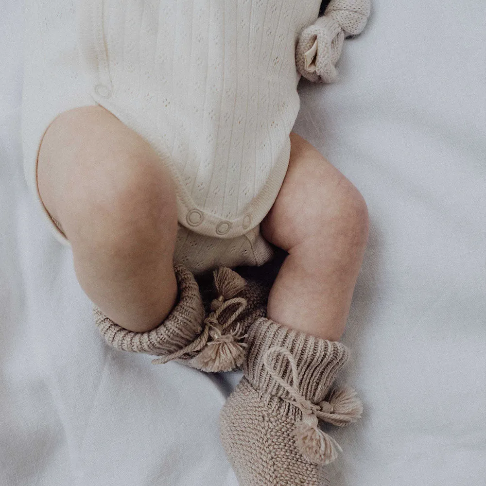 Knitted baby booties - Wool & acrylic