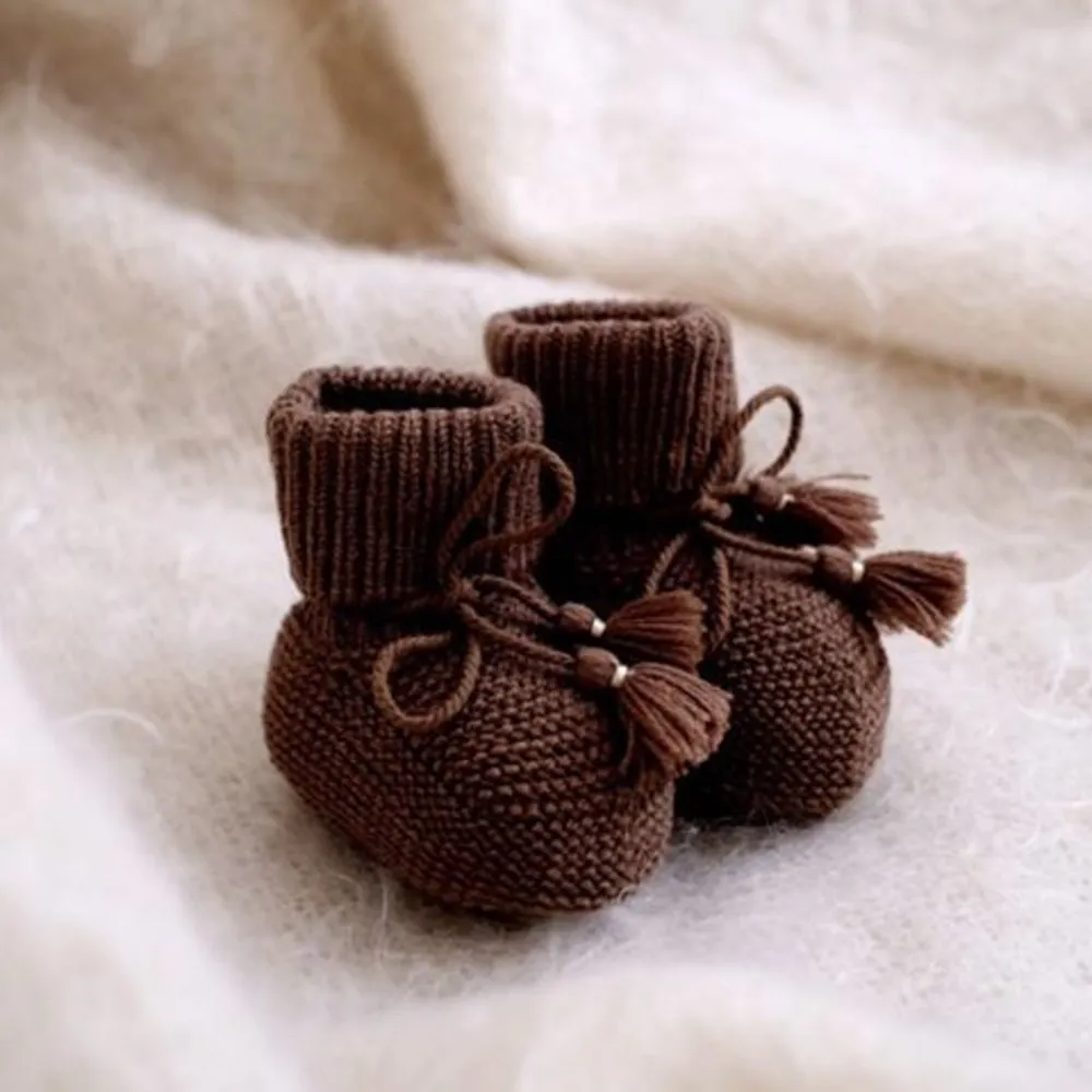 Knitted baby booties - Wool & acrylic