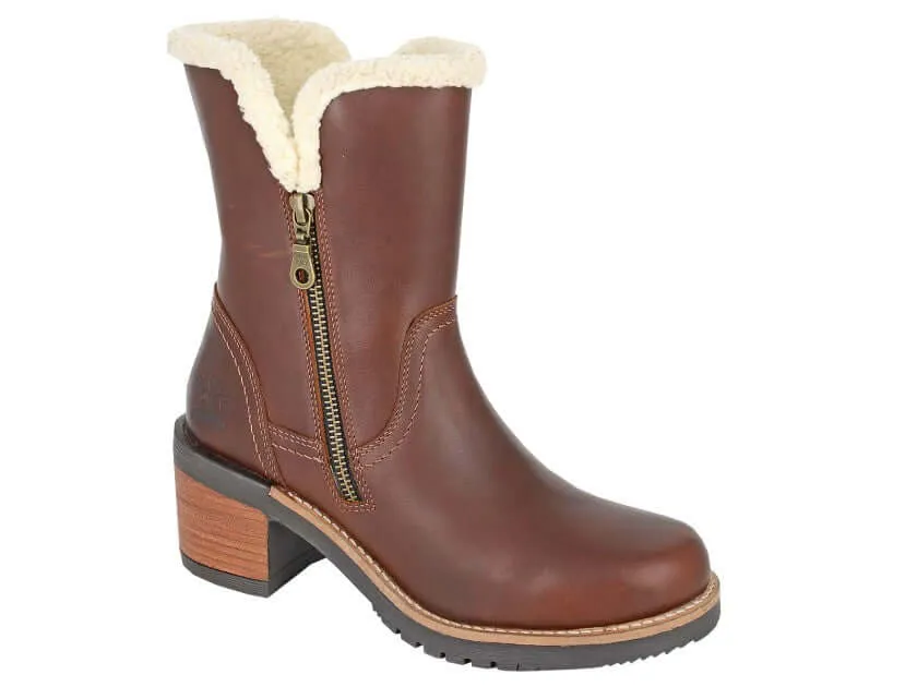 Ladies Brown Leather Twin Zip Ankle Boot