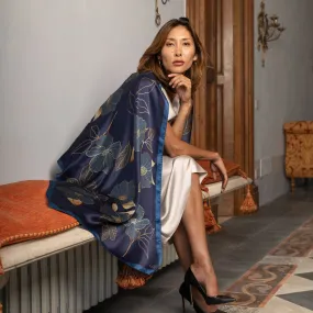 Laura - Silk Scarf/Shawl - Navy