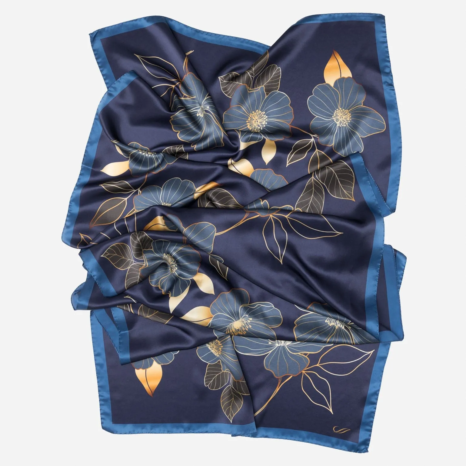 Laura - Silk Scarf/Shawl - Navy