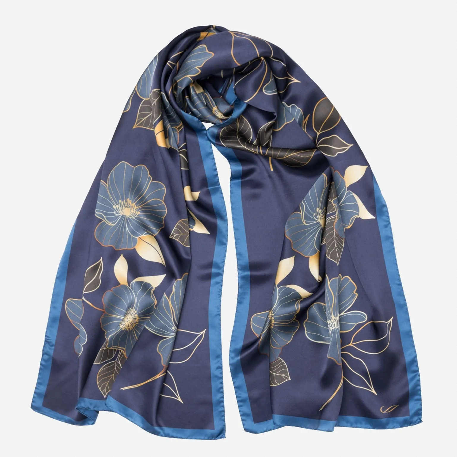 Laura - Silk Scarf/Shawl - Navy