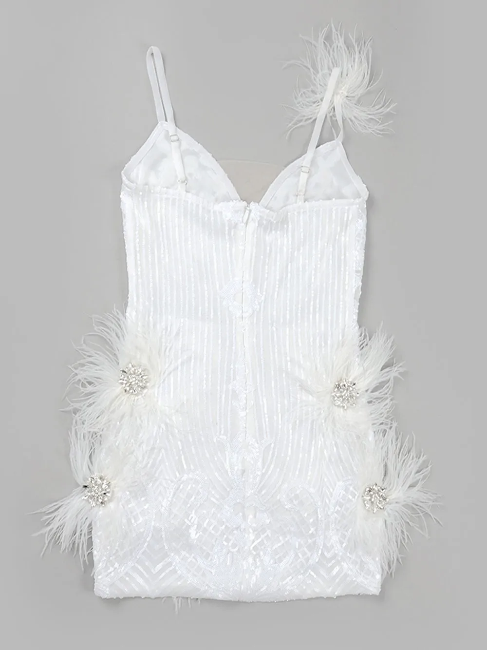 LENORE Sequins & Feathers Mini Dress