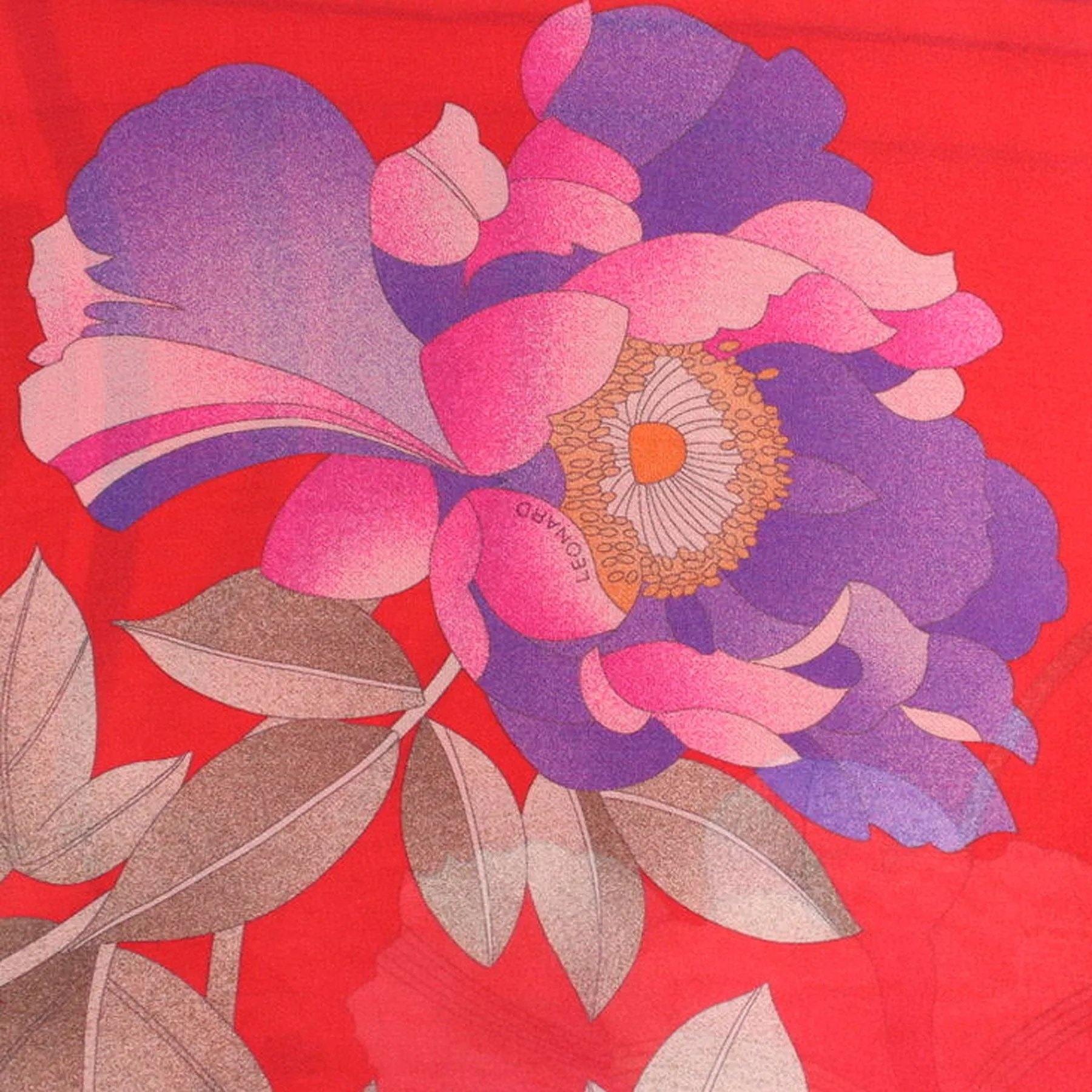 Leonard Paris Scarf Pink Lilac Floral - Chiffon Silk Shawl SALE