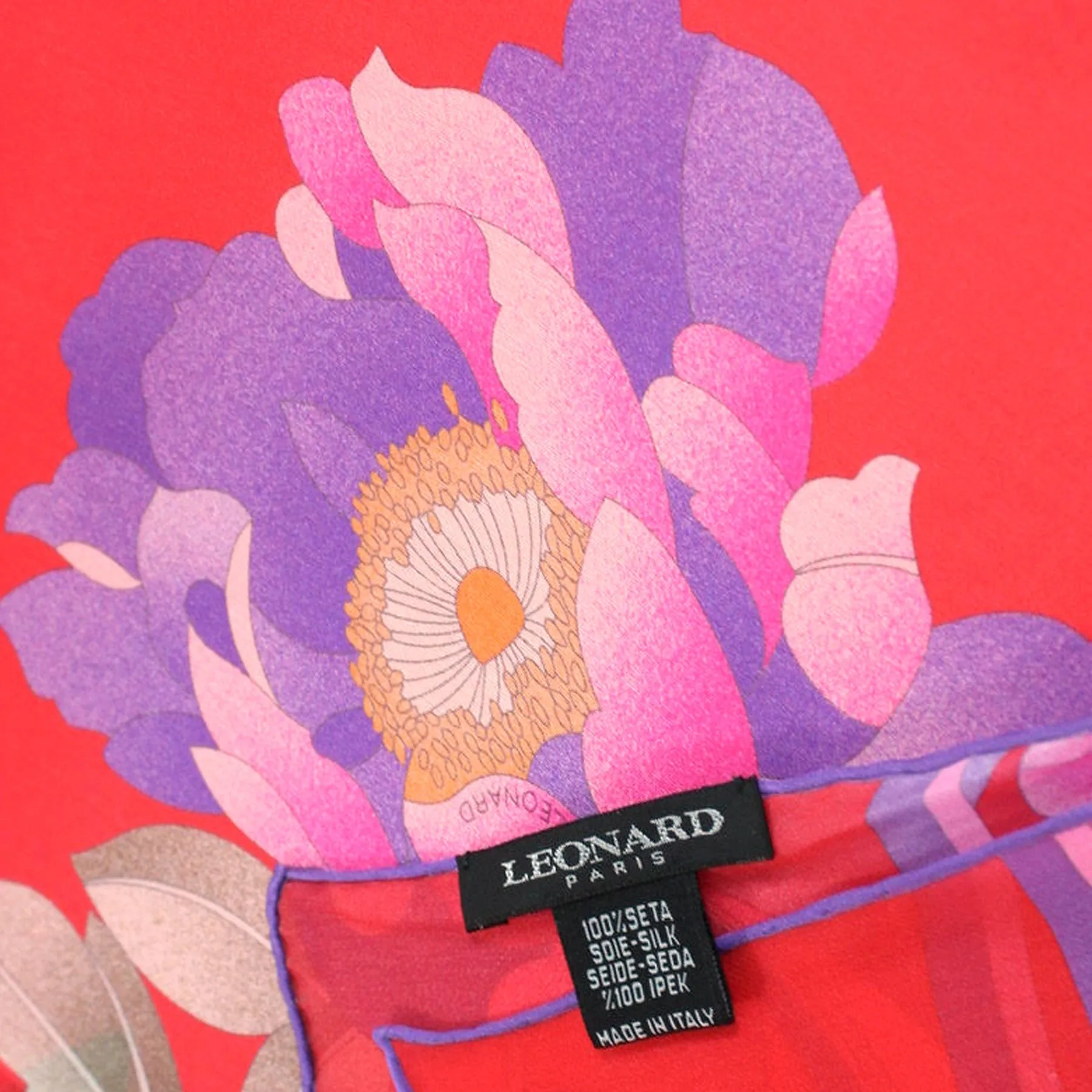 Leonard Paris Scarf Pink Lilac Floral - Chiffon Silk Shawl SALE