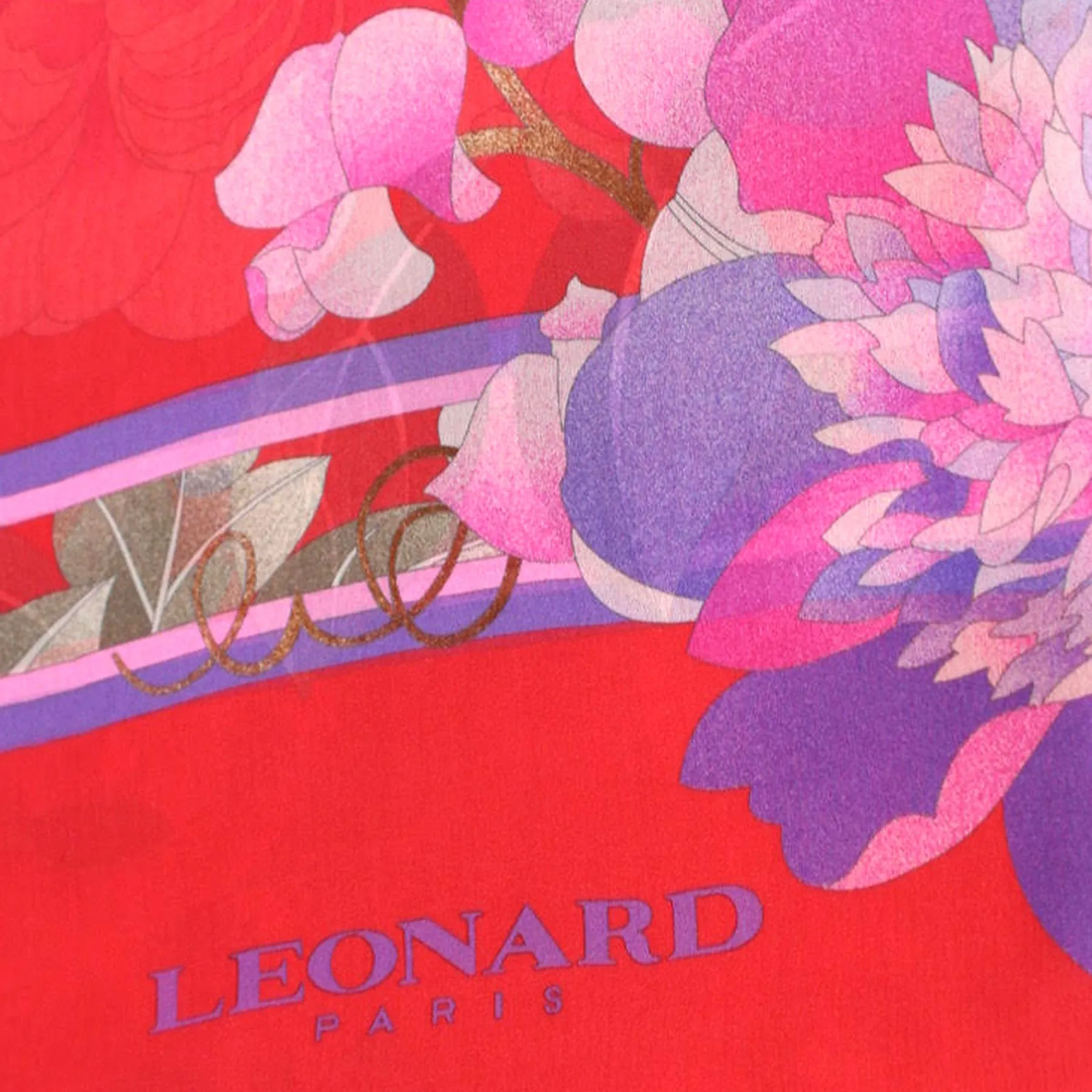 Leonard Paris Scarf Pink Lilac Floral - Chiffon Silk Shawl SALE