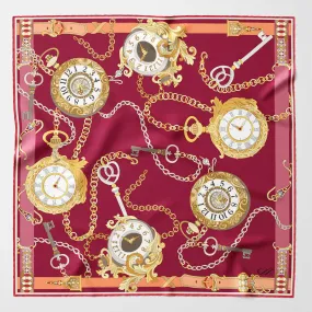 Like Clockwork - Silk Pocket Square - Cerise