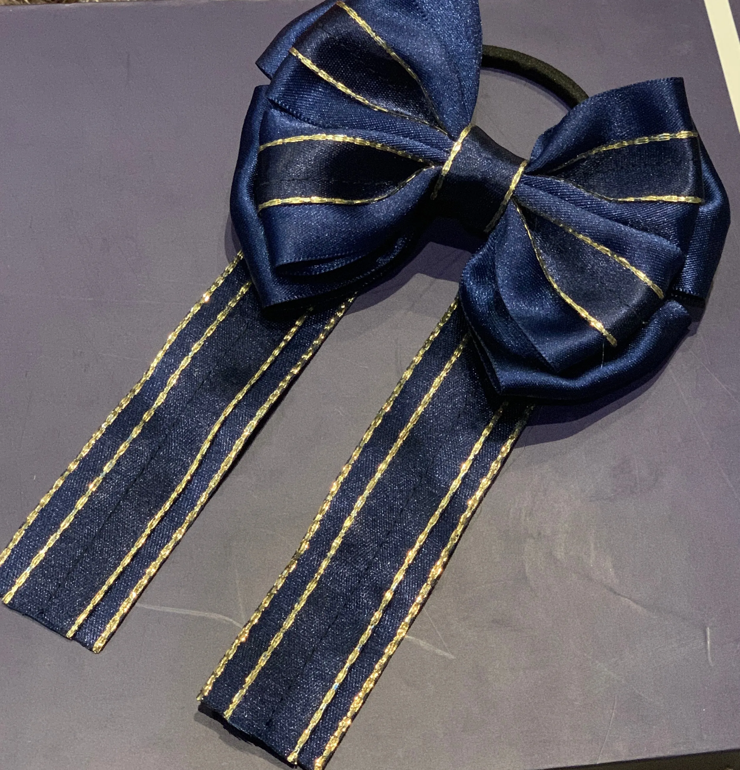 Luxury Bows: Navy & Gold Bows with Tails