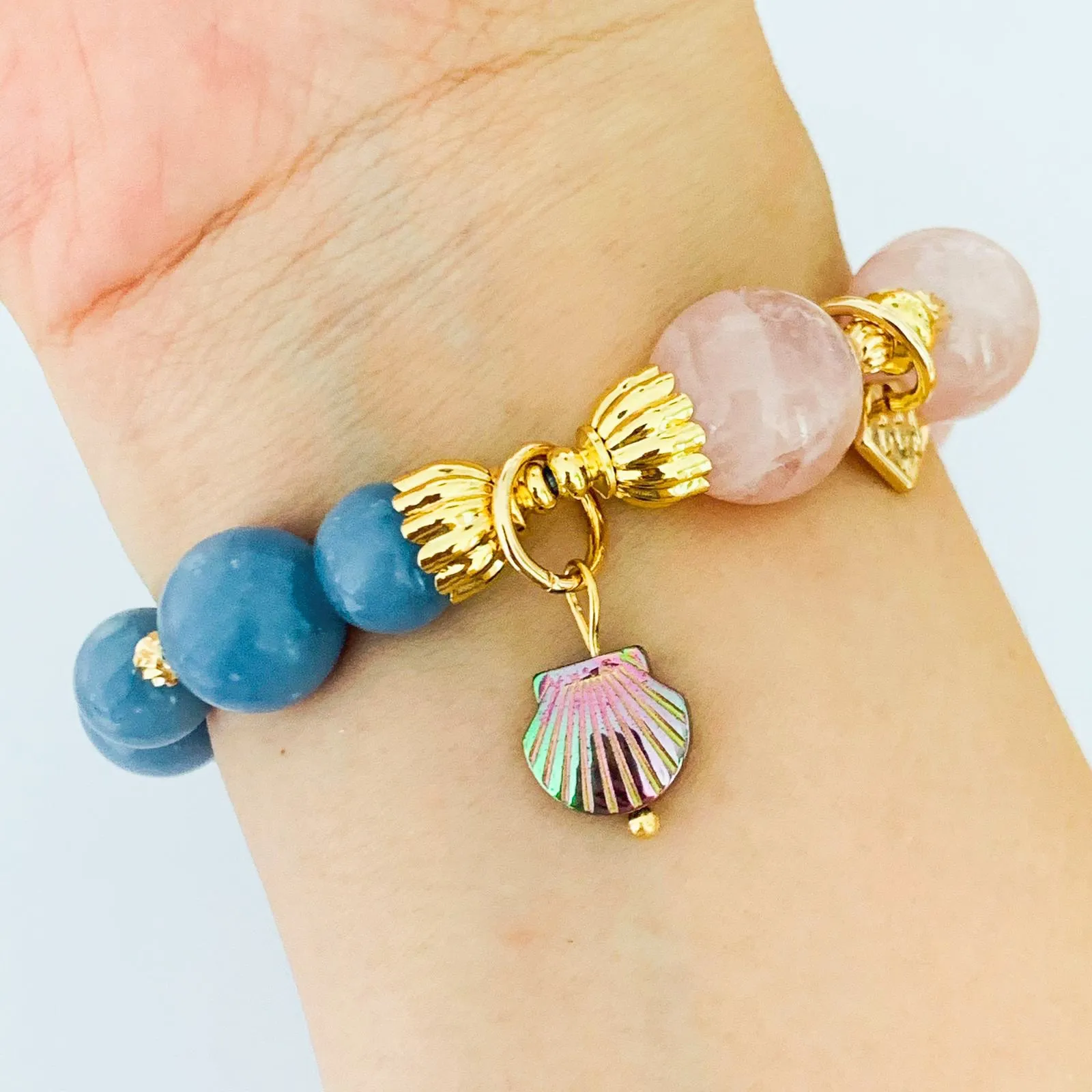 Madagascar Rose Quartz & Angelite Bracelet