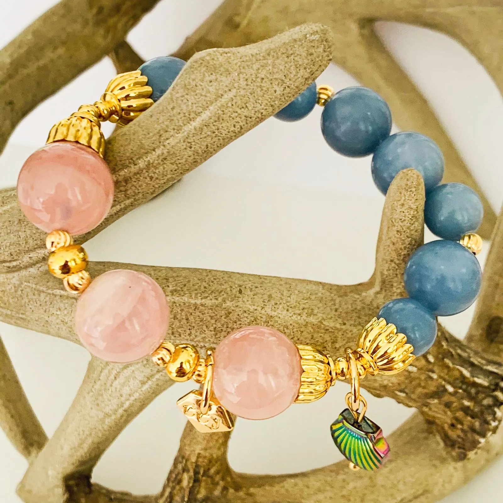 Madagascar Rose Quartz & Angelite Bracelet