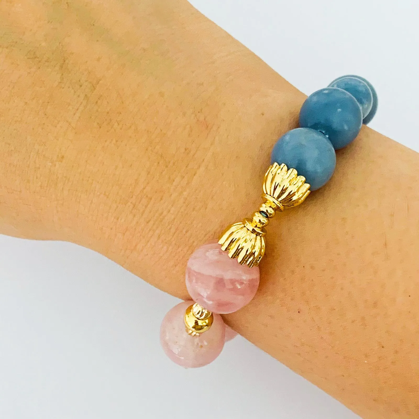 Madagascar Rose Quartz & Angelite Bracelet