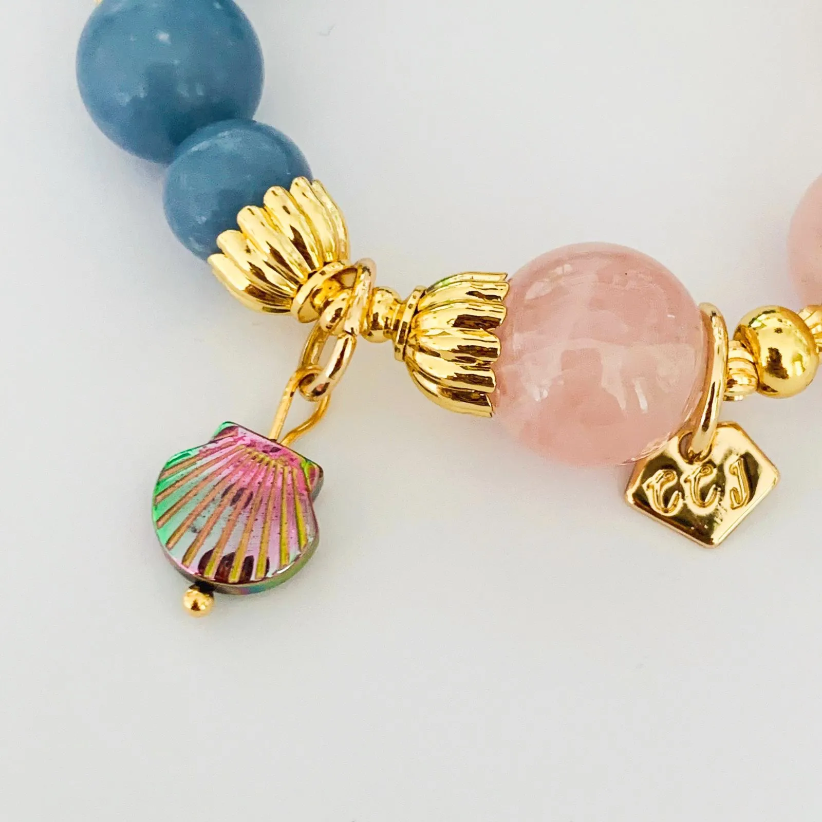 Madagascar Rose Quartz & Angelite Bracelet