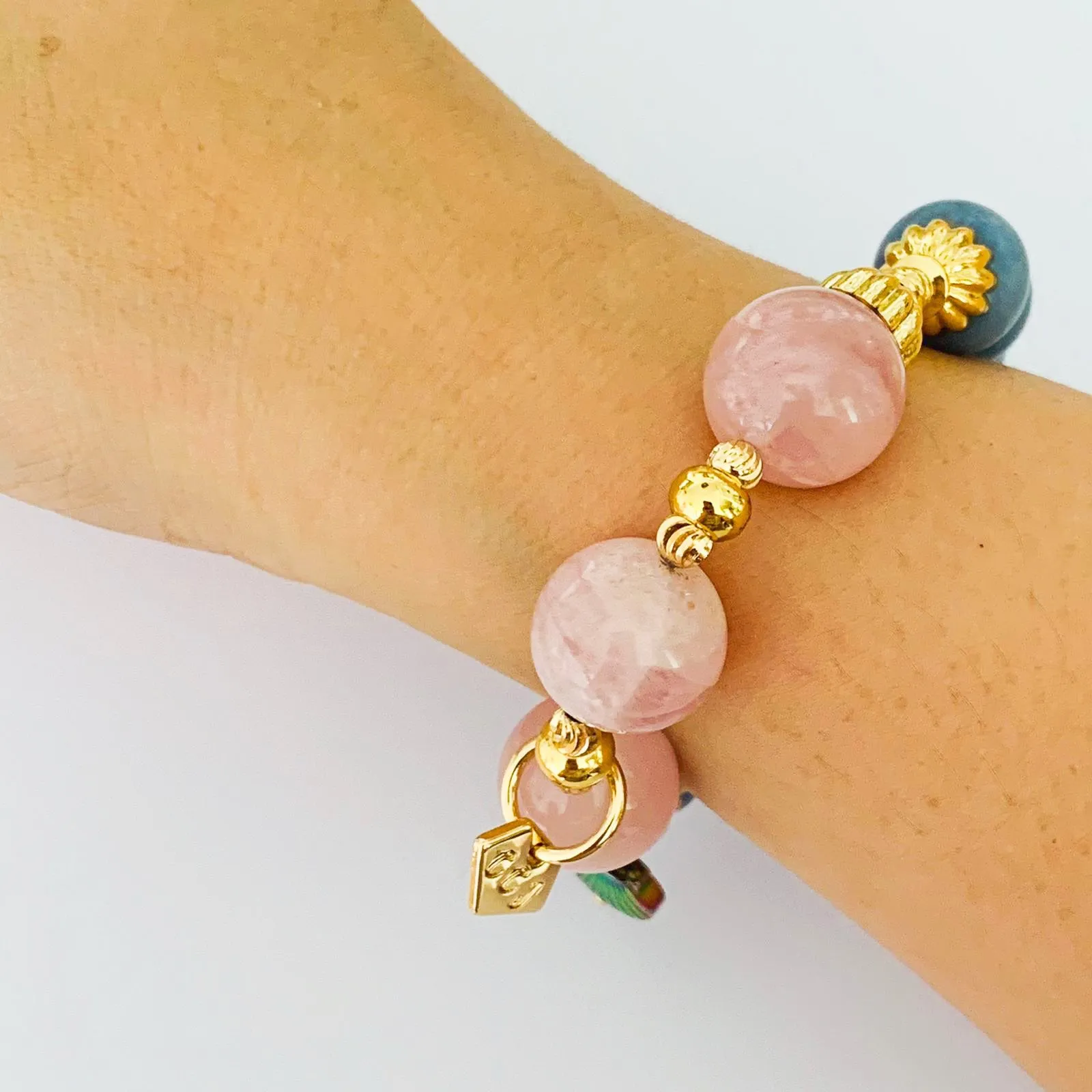 Madagascar Rose Quartz & Angelite Bracelet