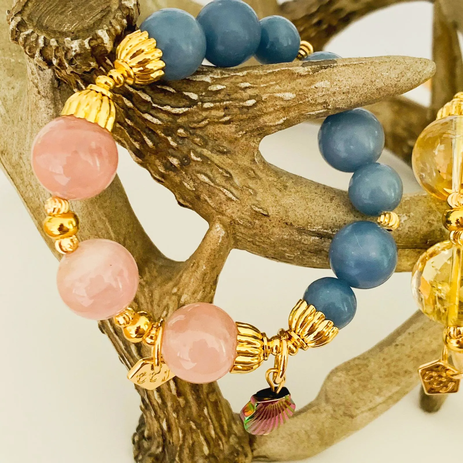 Madagascar Rose Quartz & Angelite Bracelet