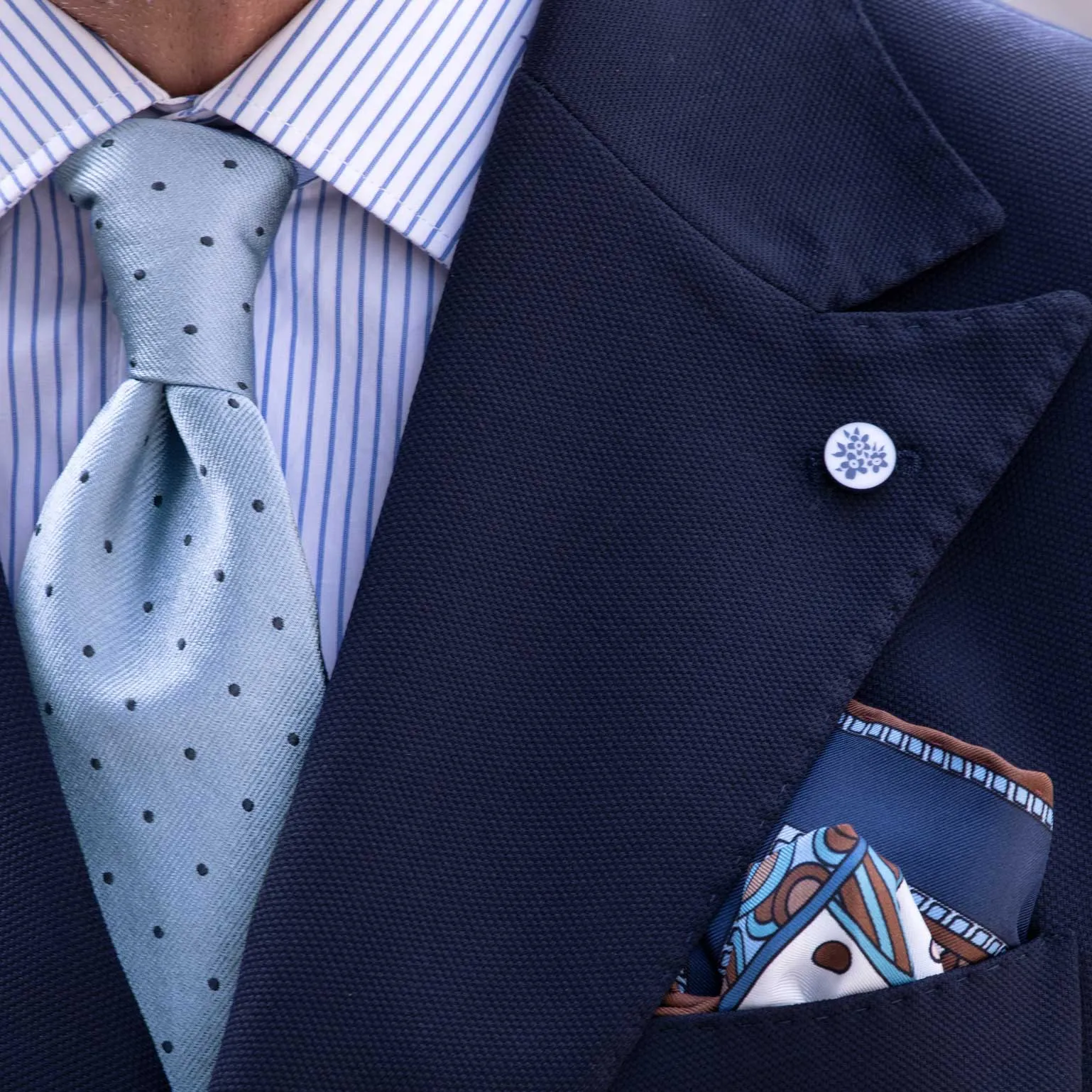 Martino - Silk Pocket Square - Blue