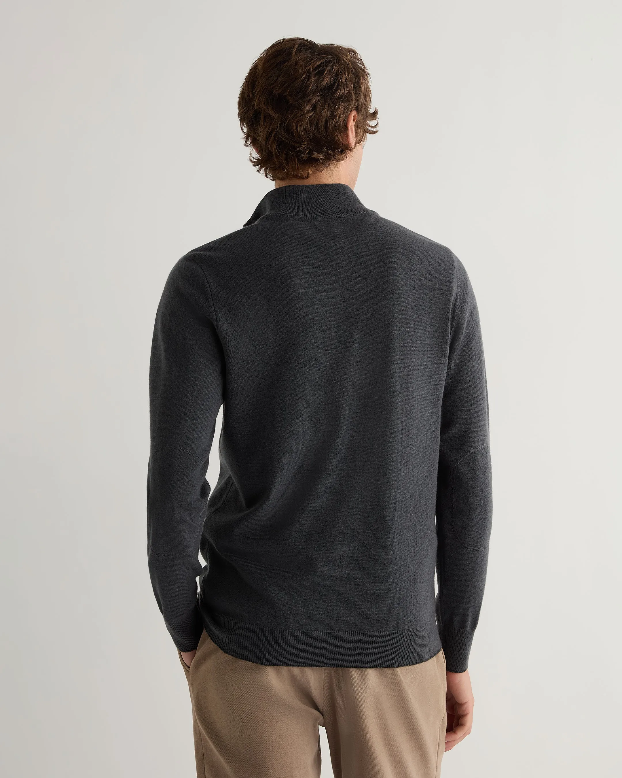 Men's Carnaby Half Zip Cashmere Jumper Anthracite Grey