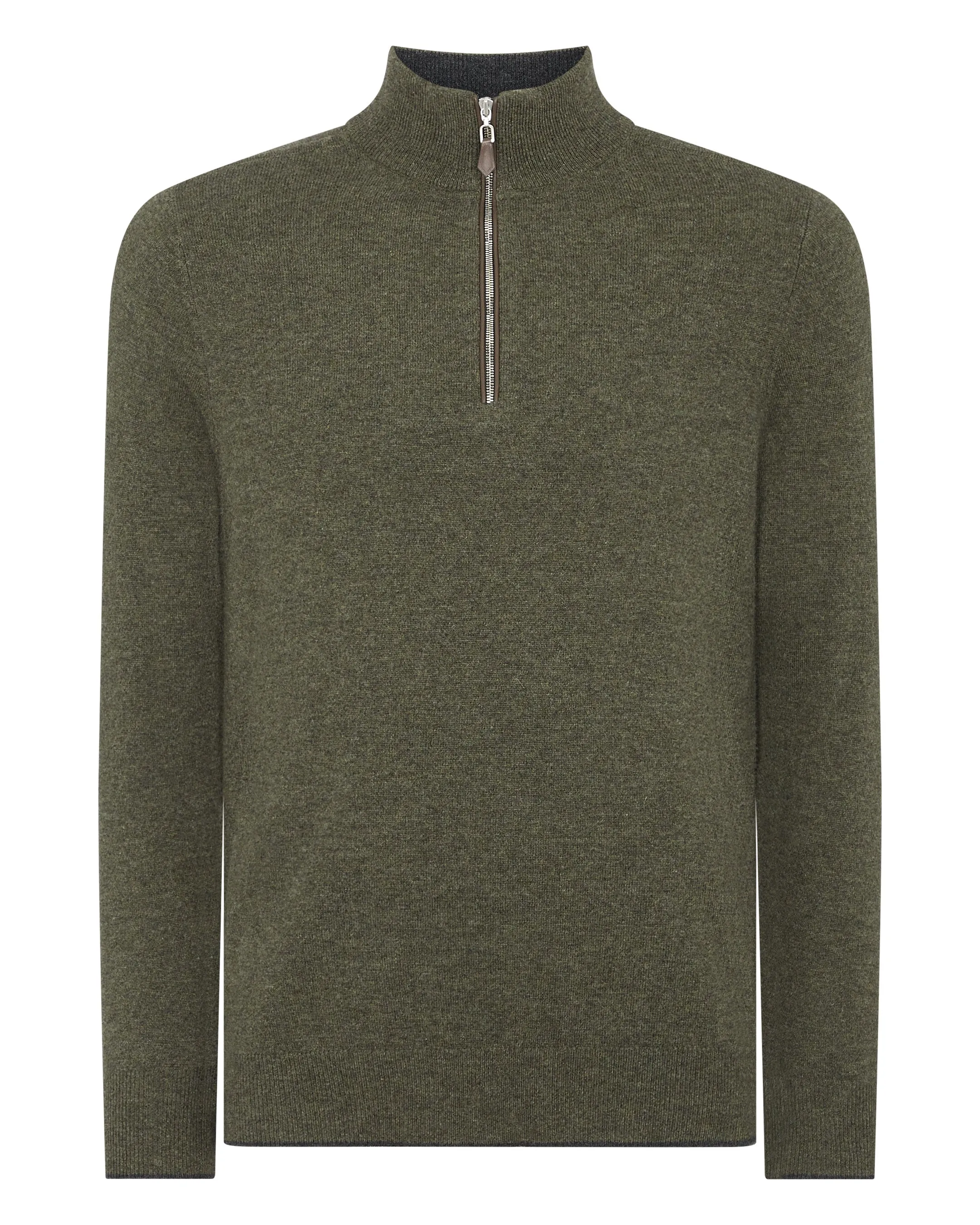 Men's Carnaby Half Zip Cashmere Jumper Moss Green