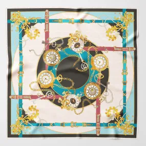 Moment in Time - Hand Rolled Silk Foulard - Aqua