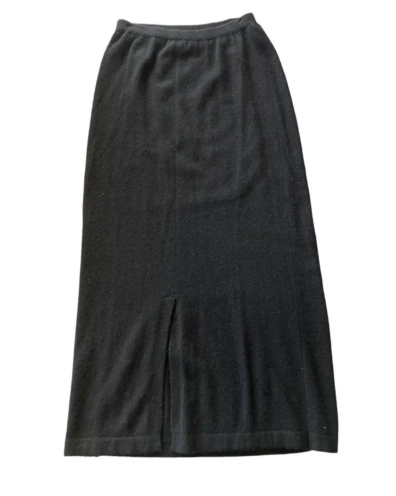 Nancy Heller Vintage Black Cashmere Maxi Skirt, S