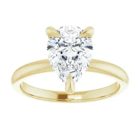 Pear Moissanite Solitaire Engagement Ring 12x8mm Around 3.5ct