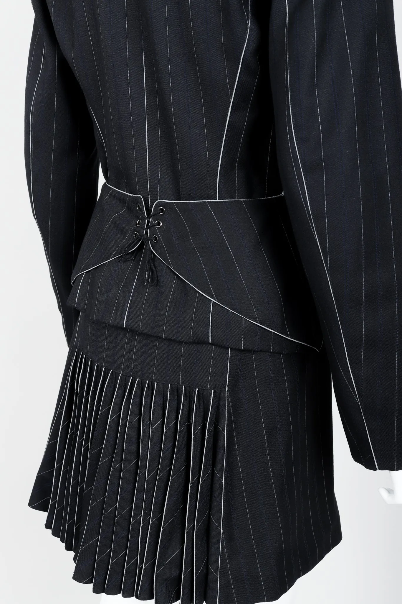 Pinstripe Contour Jacket & Pleated Skirt Set