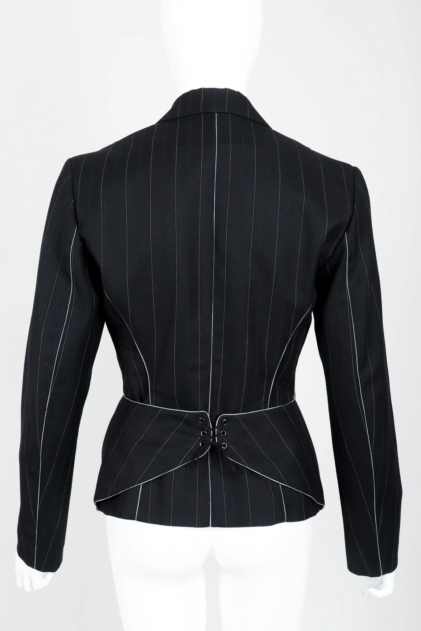 Pinstripe Contour Jacket & Pleated Skirt Set