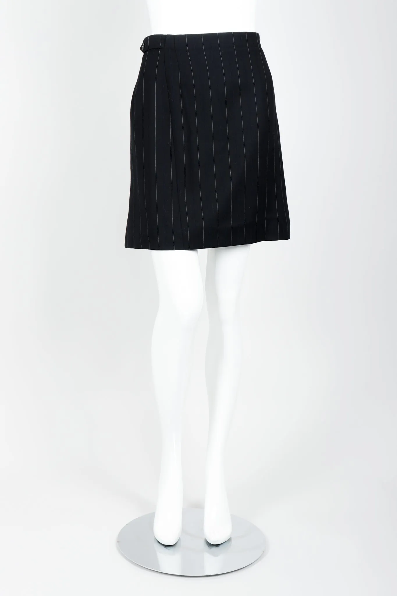 Pinstripe Contour Jacket & Pleated Skirt Set