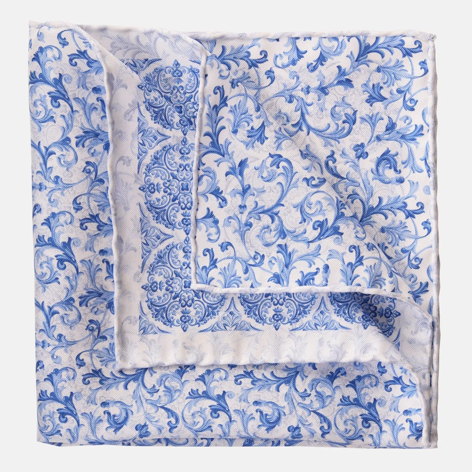 Porto - Double Sided Silk Pocket Square - Azure