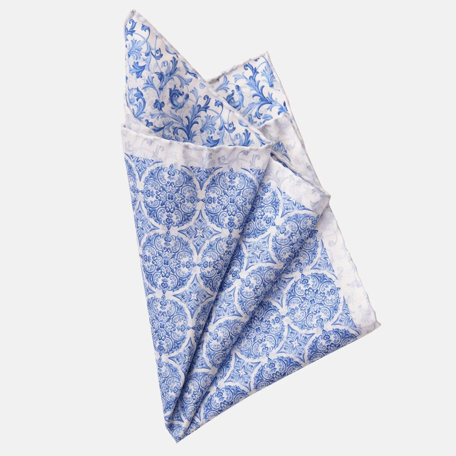 Porto - Double Sided Silk Pocket Square - Azure