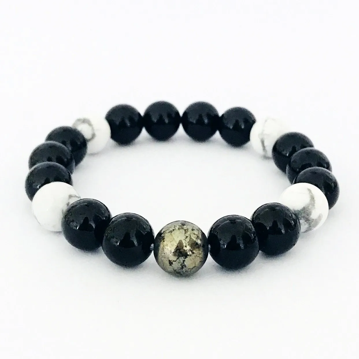 Premium Black Tourmaline & Howlite Men Bracelet