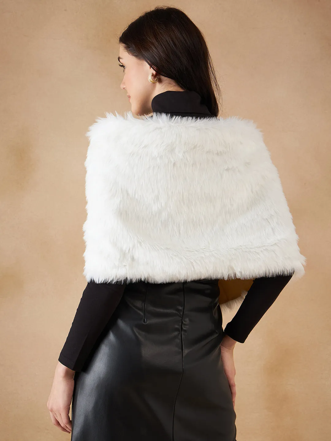 Pure White Faux Fur Cape