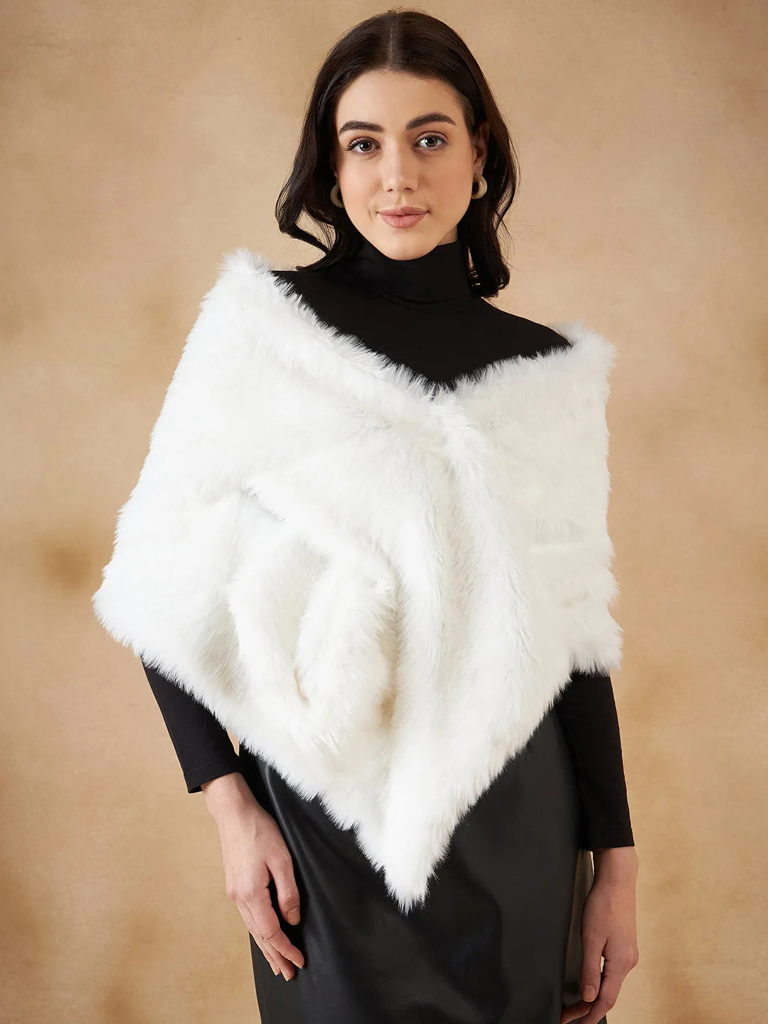 Pure White Faux Fur Cape