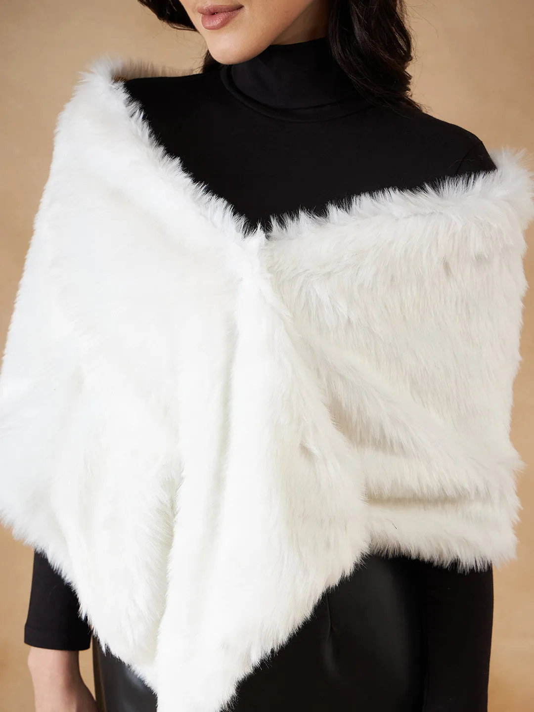 Pure White Faux Fur Cape