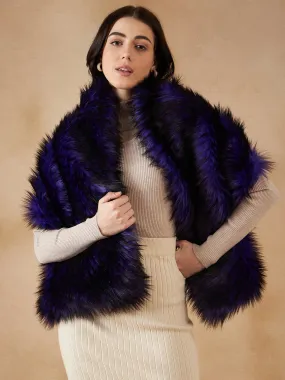 Purple Black Faux Fur Cape