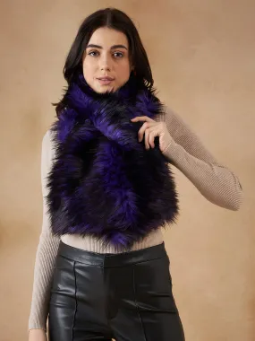 Purple Black Faux Fur Neck Warmer