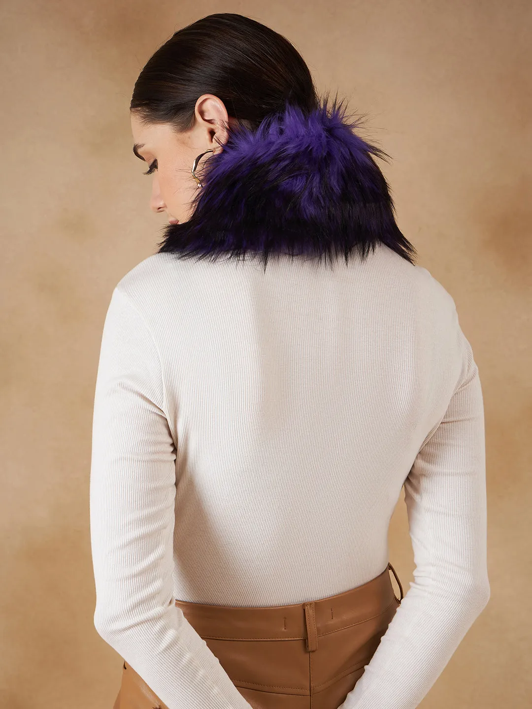 Purple Black Fur Neckpiece