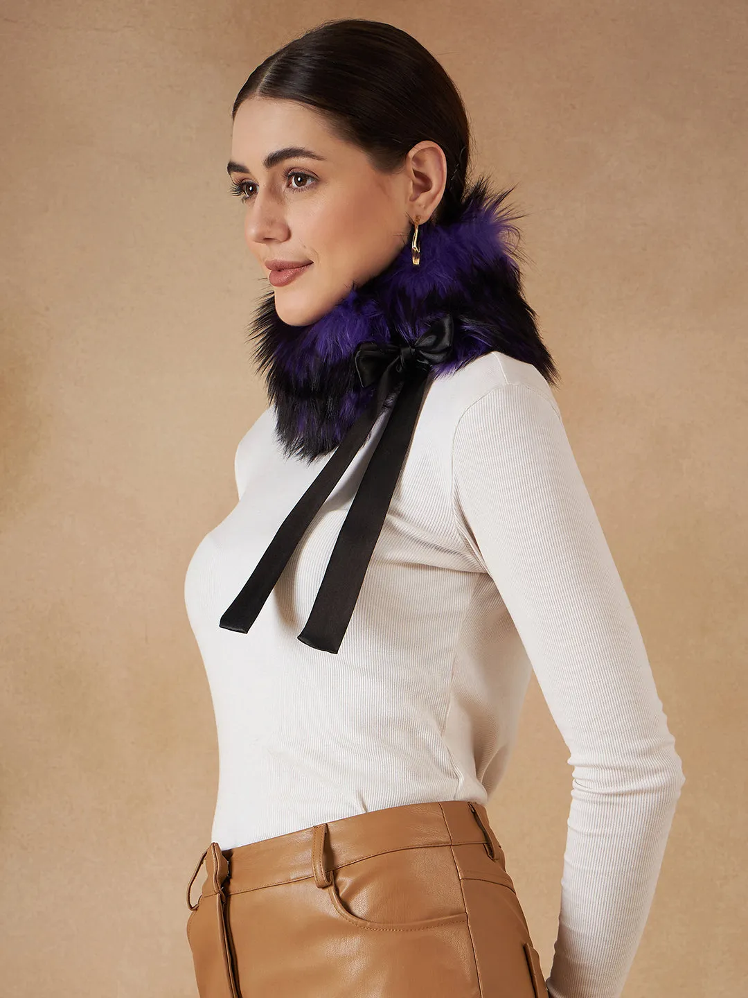 Purple Black Fur Neckpiece