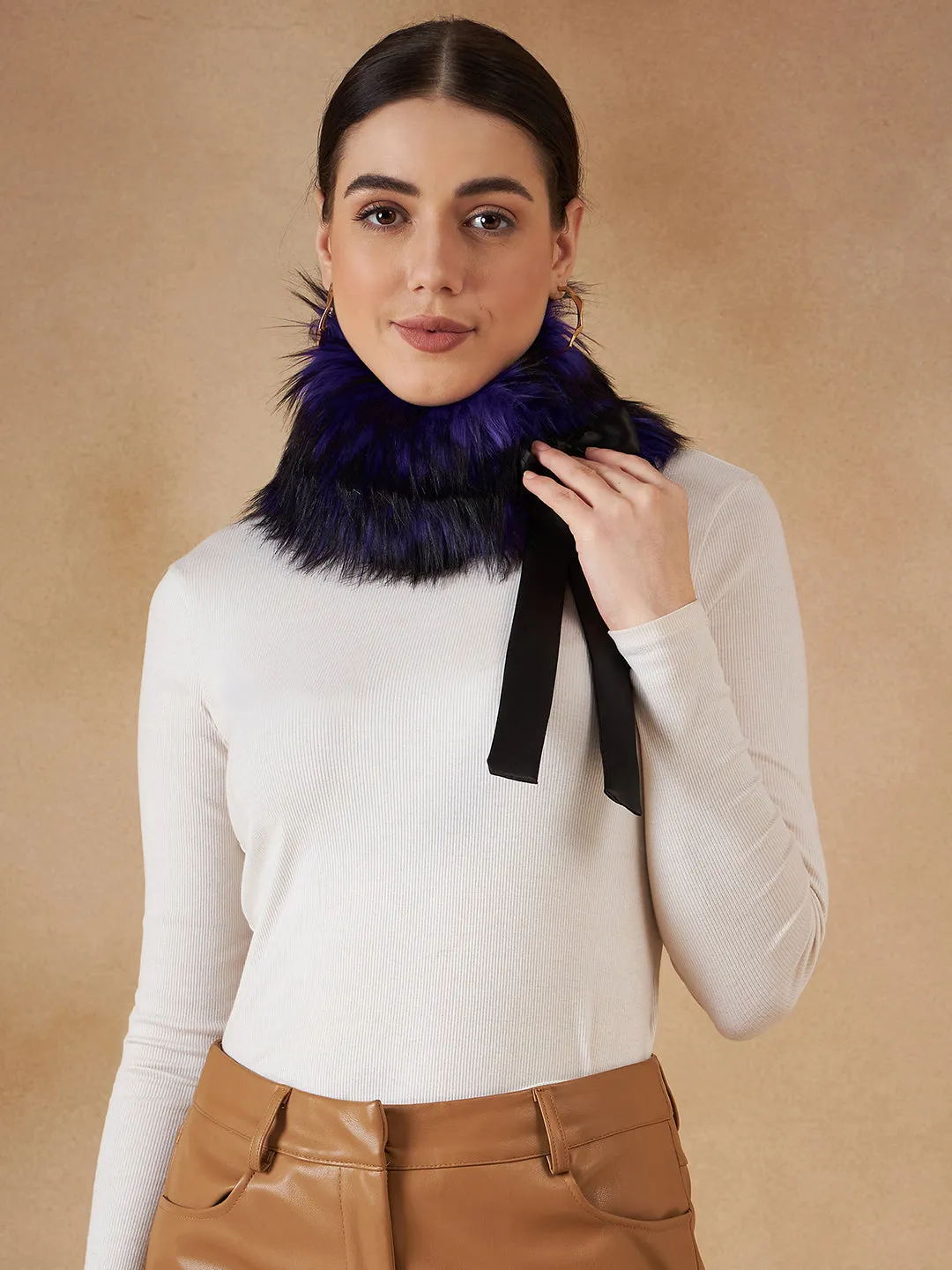 Purple Black Fur Neckpiece