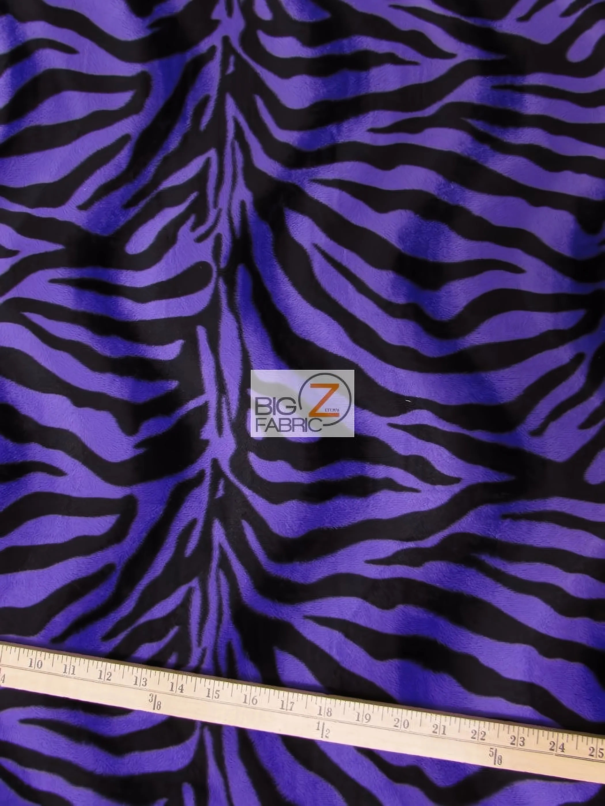 Purple/Black Stripe Velboa Zebra Animal Short Pile Fabric / By The Roll - 25 Yards