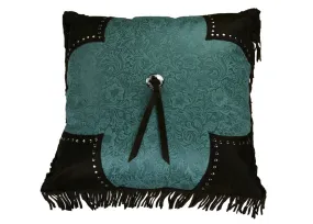 "Calhoun" Western Turquoise Fringed Accent Pillow