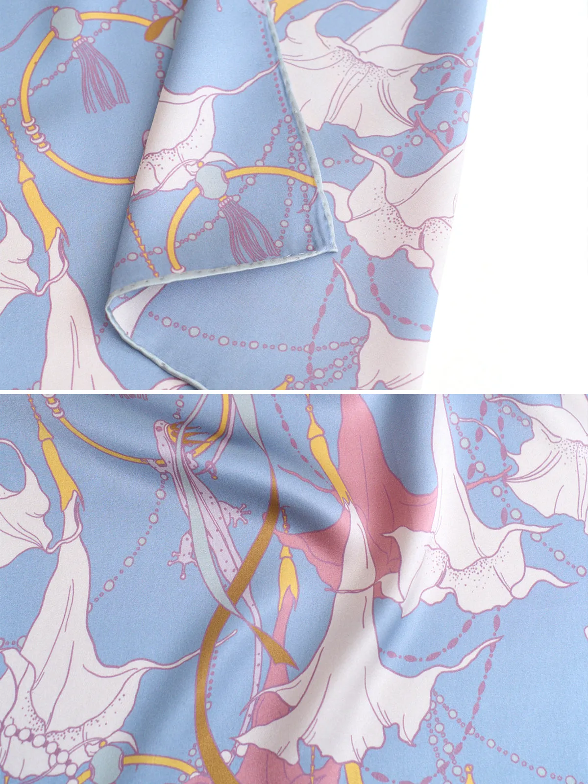 "Datura" Silk Pocket Square - Slate Blue