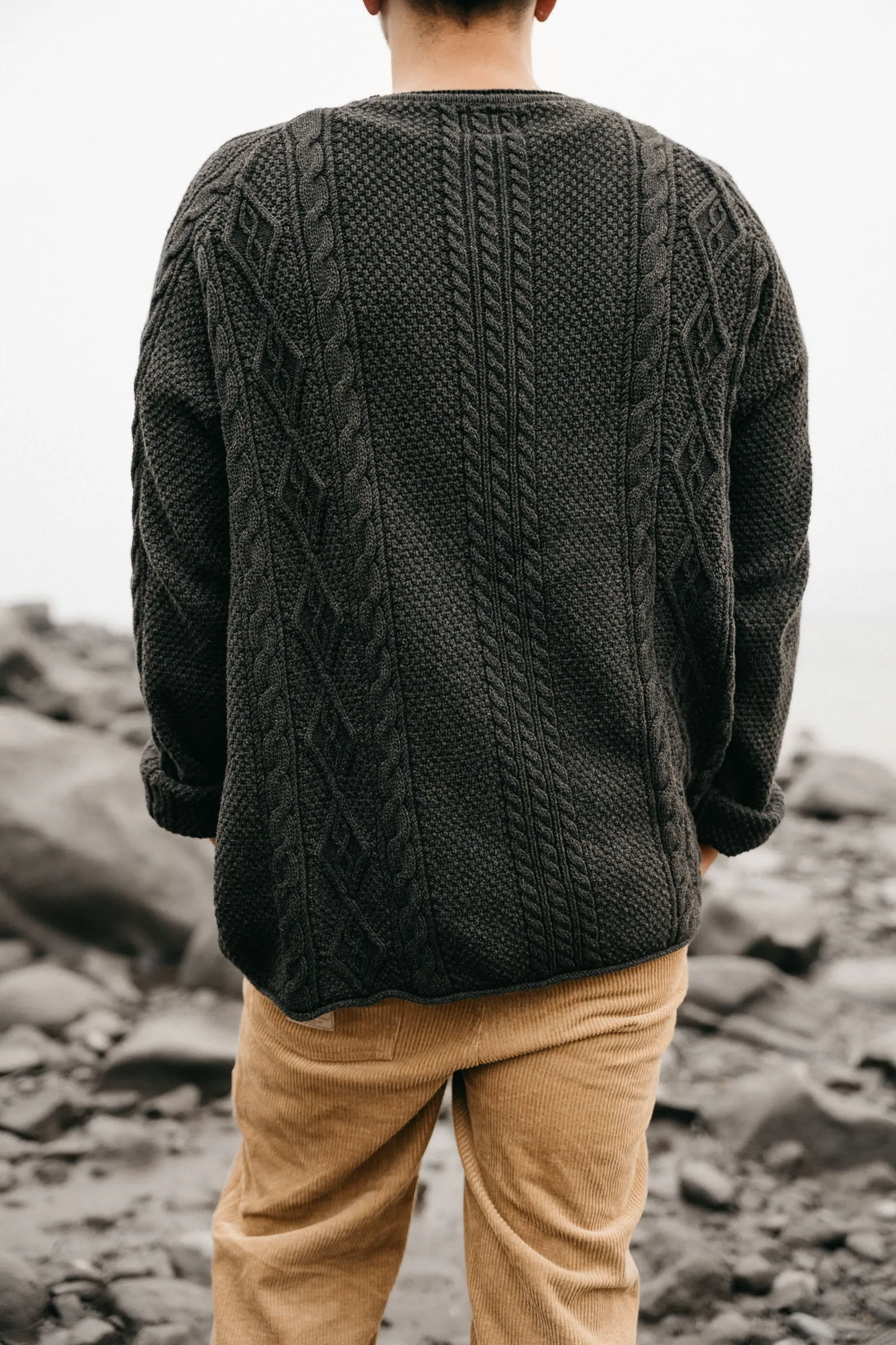 Rory Cable Knit Sweater - Charcoal