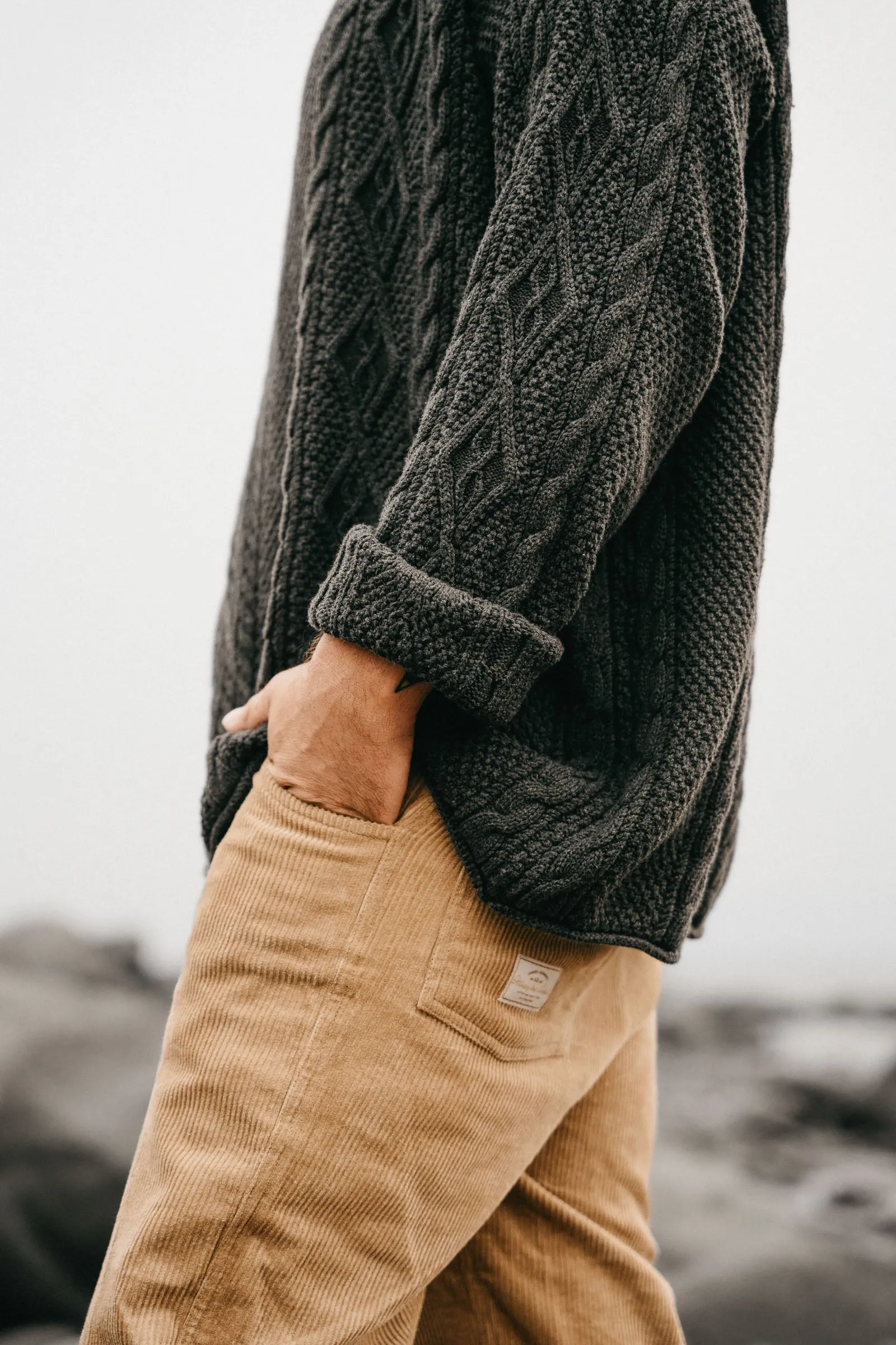 Rory Cable Knit Sweater - Charcoal