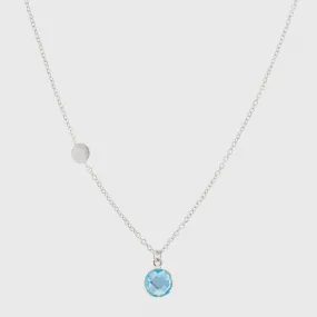 Salina Blue Topaz & Silver Disc Necklace