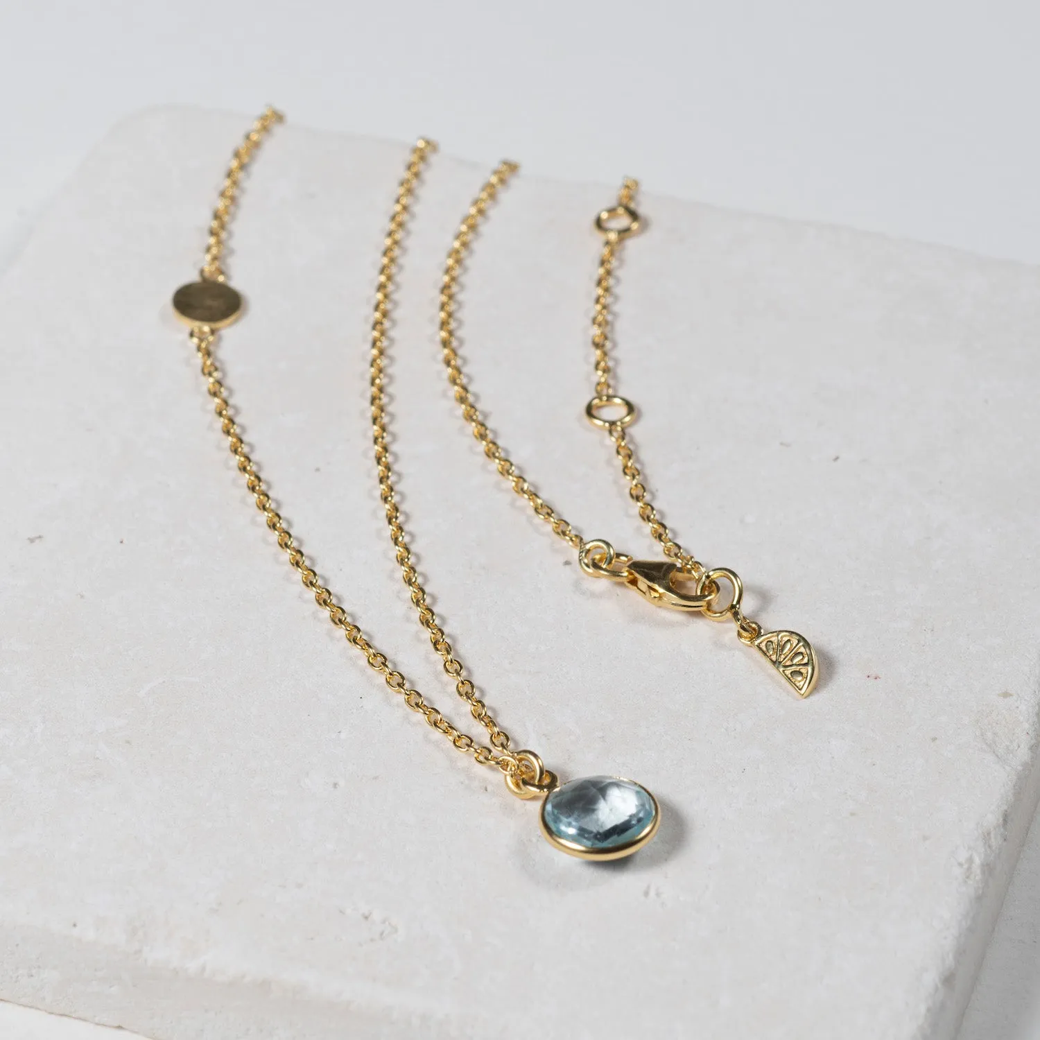 Salina Gold Vermeil Disc & Blue Topaz Necklace