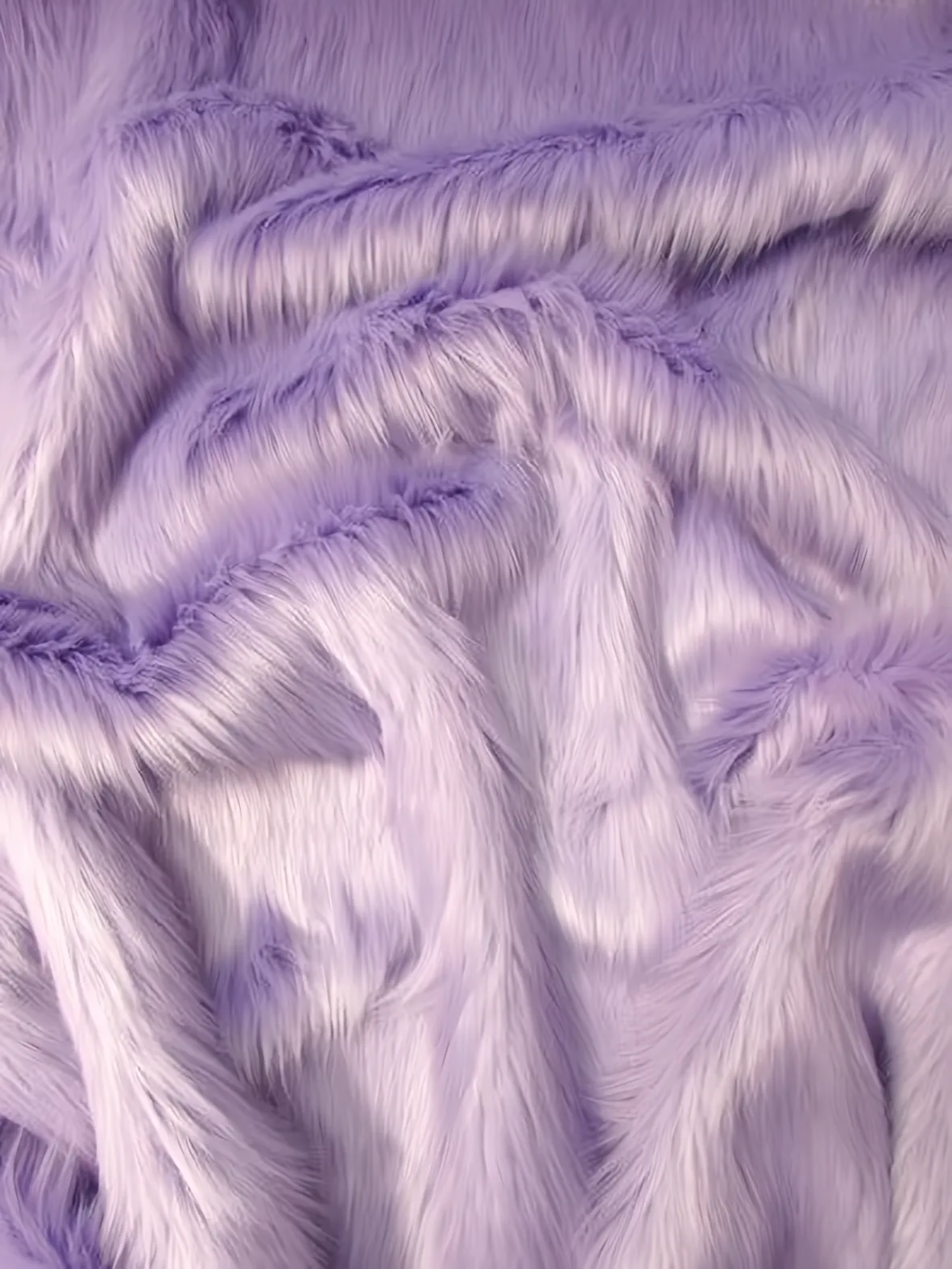 (Second Quality Goods) Lavender Solid Shaggy Long Pile Faux Fur Fabric / Sold By The Yard