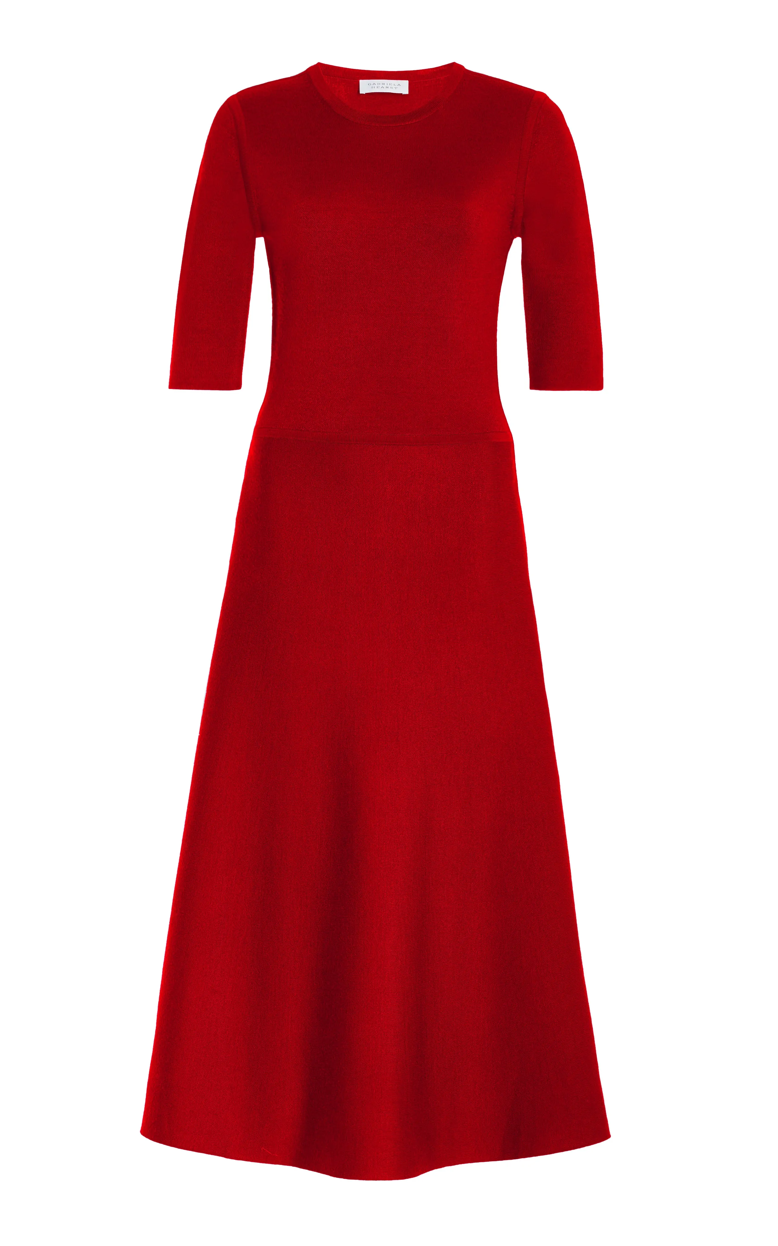 Seymore Knit Midi Dress in Scarlet Red Merino Wool Cashmere