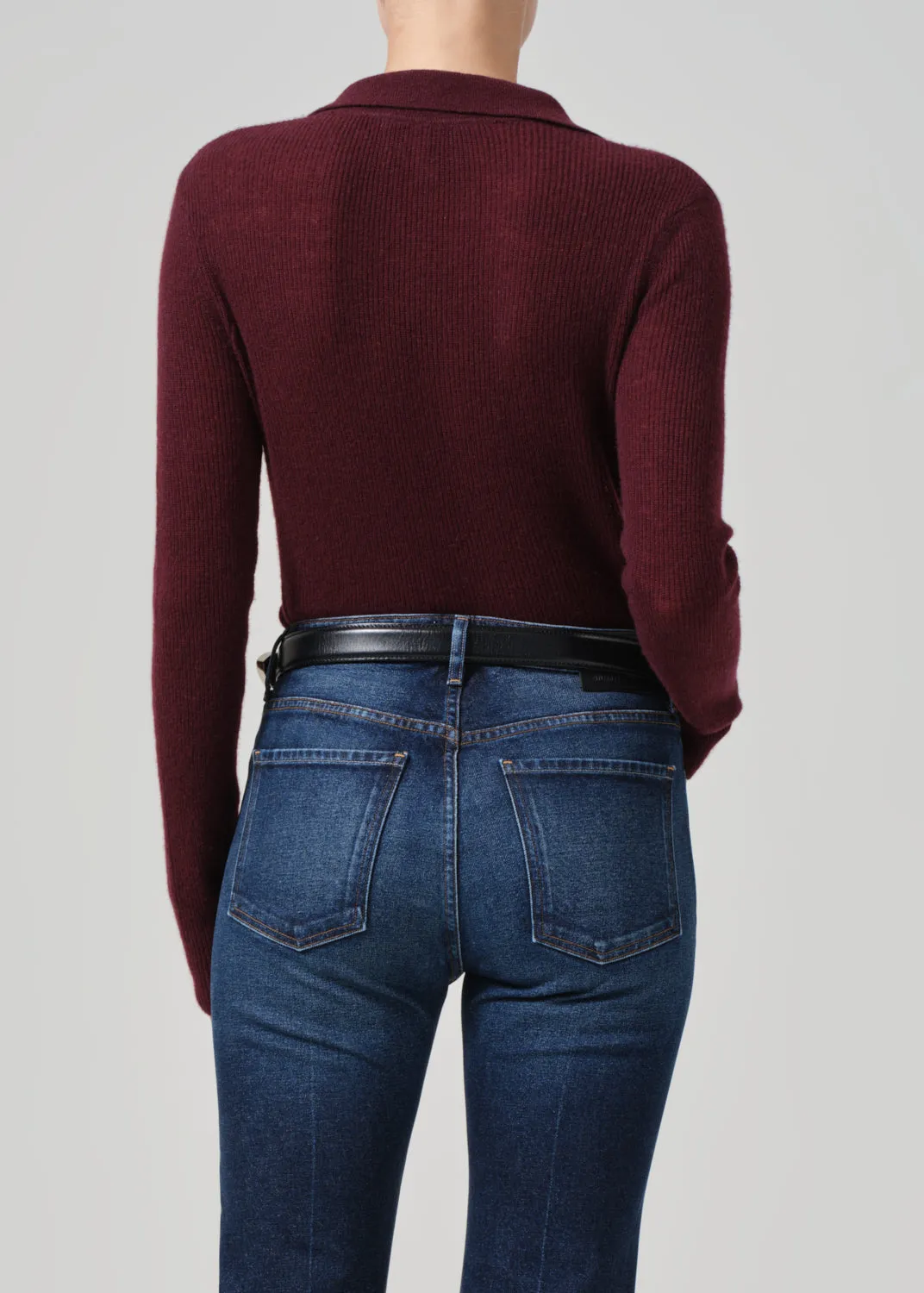 Simone Polo Sweater in Burgundy