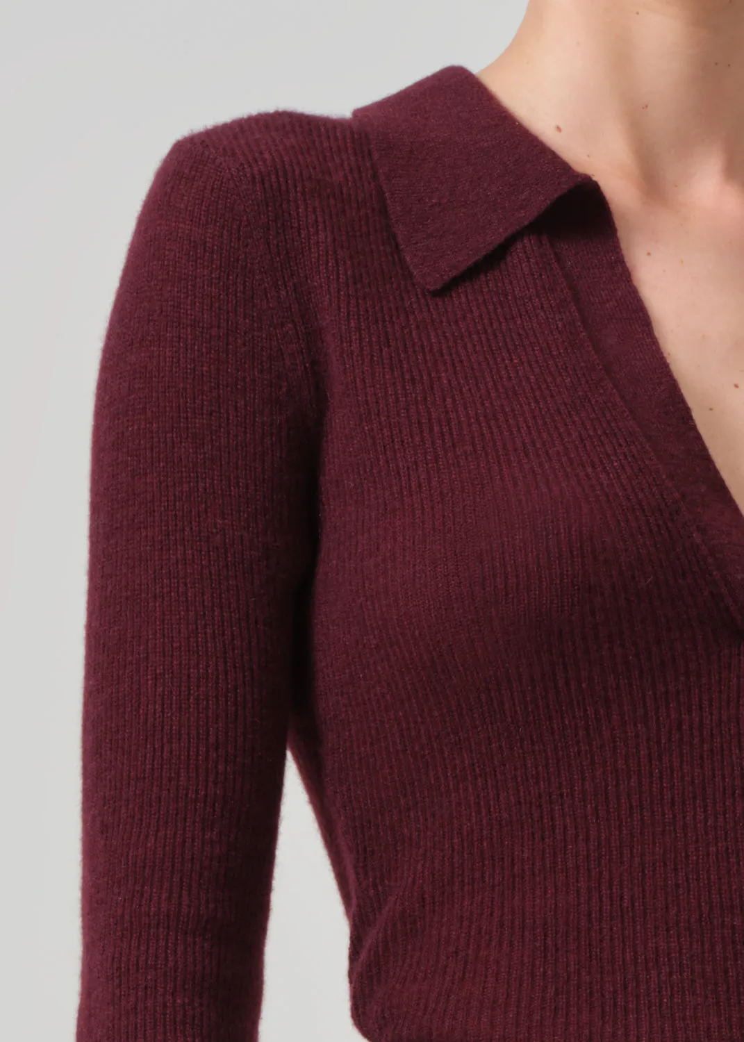 Simone Polo Sweater in Burgundy