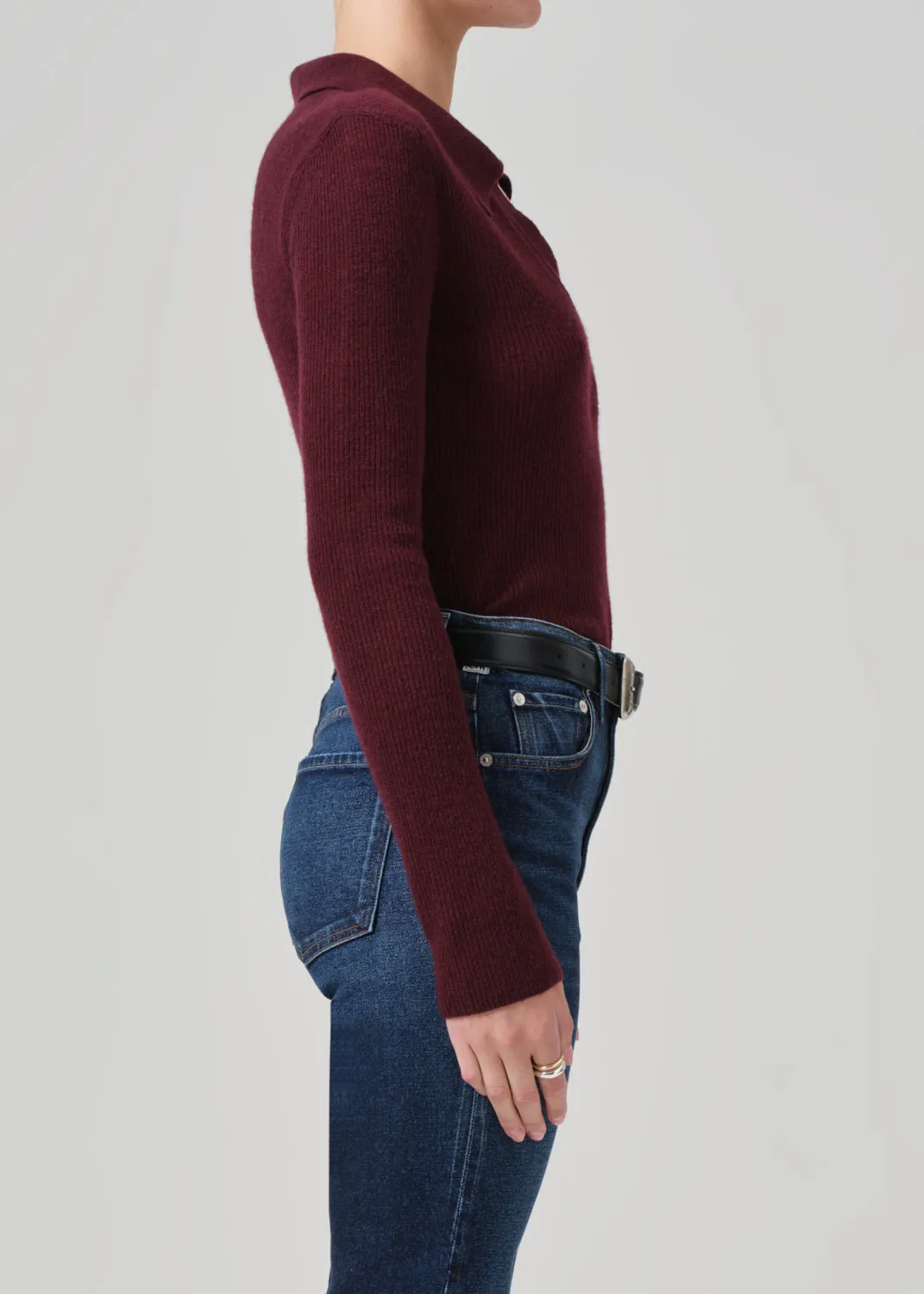 Simone Polo Sweater in Burgundy